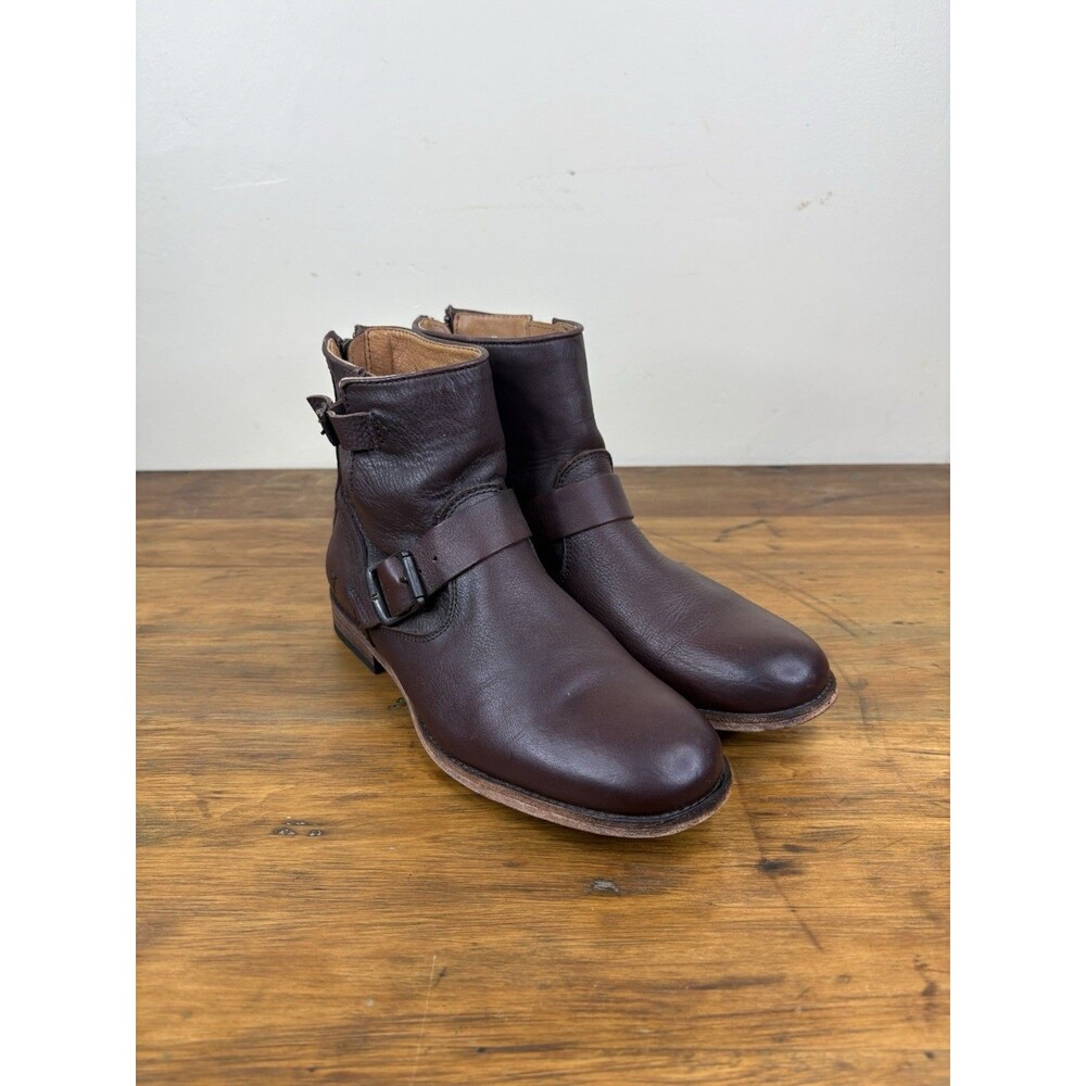 FRYE Tyler Engineer Woman's Size 9B US Boots Leather Buckle Zip Ankle Brown